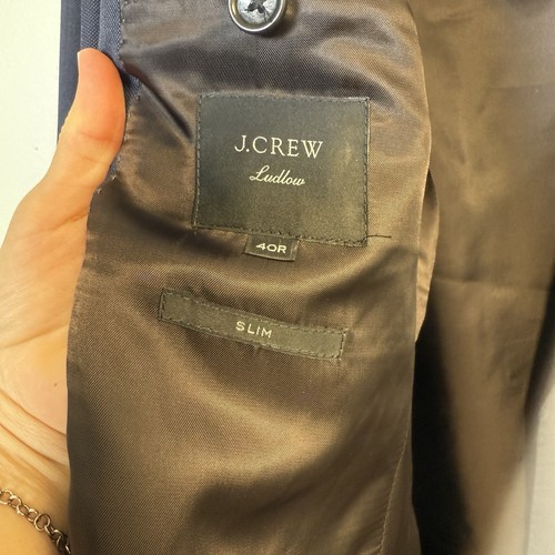 J.Crew Ludlow Tellegno 1900 Italian Wool Dark Blue Suit Jacket Size 40R NWOT - Picture 3 of 7