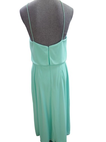 Alfred Sung Dress Maxi Prom Bridesmaid Chiffon Mint Blue Party UK  Size 10  - Picture 3 of 11