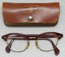 American Optical horn rim womens eyeglasses glasses AO 1/10 12K GF with case