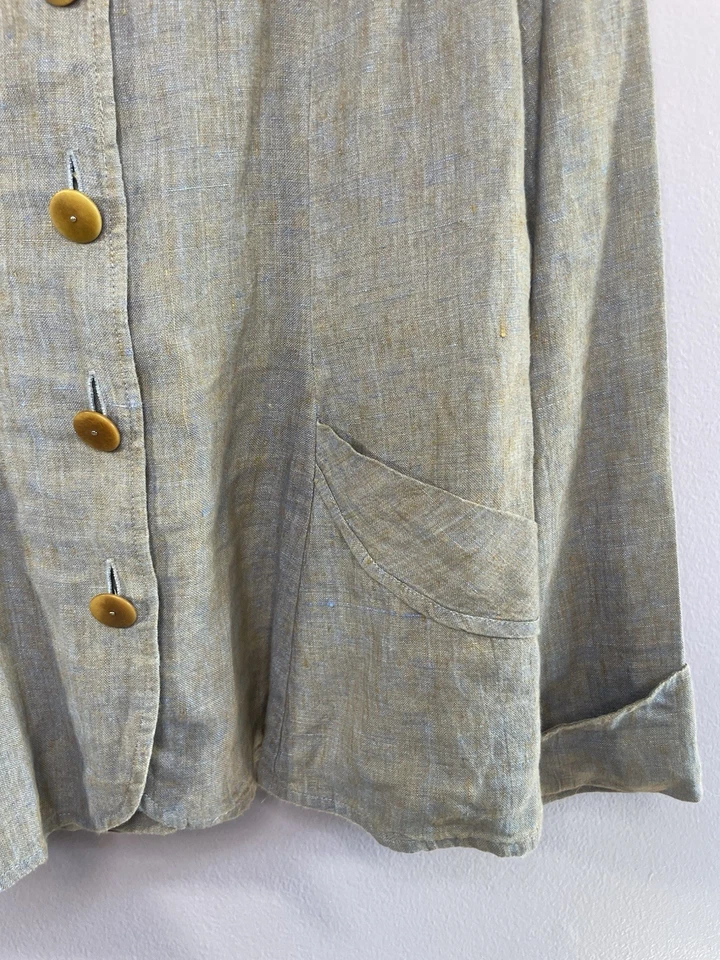 Juego de dos piezas chaqueta falda gris mujer Flax By Jeanne Engelhart 100 % lino talla M Foto 2 de 4