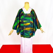 Japanese Kimono 'HAORI' Silk/Green/Traditional/Vintage haori/Kimono jacket N780