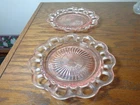 2 Vintage Pink Depression Anchor Hocking Old Colony Open Lace Saucers