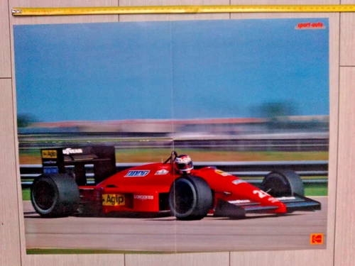 Vintage Ferrari F1 Poster (1987) - Gerhard Berger - Encart Sport-Auto / Kodak