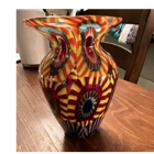 Murano Multicolor Hand Blown Art Glass Vase Abstract Pattern Decorative Modern