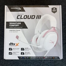 HyperX Cloud III Wired Gaming Headset For PC/PlayStation 4/5/Switch (White-Pink)
