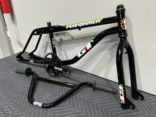 1990 GT Performer Frame Set Black Hazard Decals AME Grips Handle Bars Crank - Picture 3 of 23