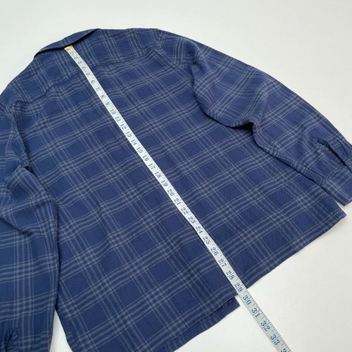 Folk Shirt Men's XL Blue Check ISLINGTON Long Sleeve Textured Plaid Seersucker - Picture 12 of 13