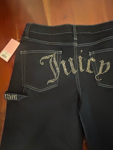 New JUICY COUTURE Size 11/30 ABBOT Bedazzled Glitter Wide Leg Carpenter Jean - Picture 3 of 7