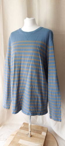 Fat Face Blue, Mustard Striped Long Sleeve Cotton T-Shirt - Men's XL - Picture 6 of 11