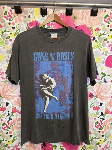 Guns n Roses Shirt Medium Black Use your Illusion II 1990s vintage concert t-shirt, vintage, size M, single stitch, B+ condition