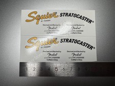 2Pc For Squier STRATOCASTER BASS Guitar Headstock Waterslide Decals Metallic Ink