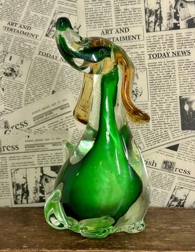 Murano Italy JICo Dog Puppy Sommerso Green MCM 1960"s Jordan's Importing Co. J7