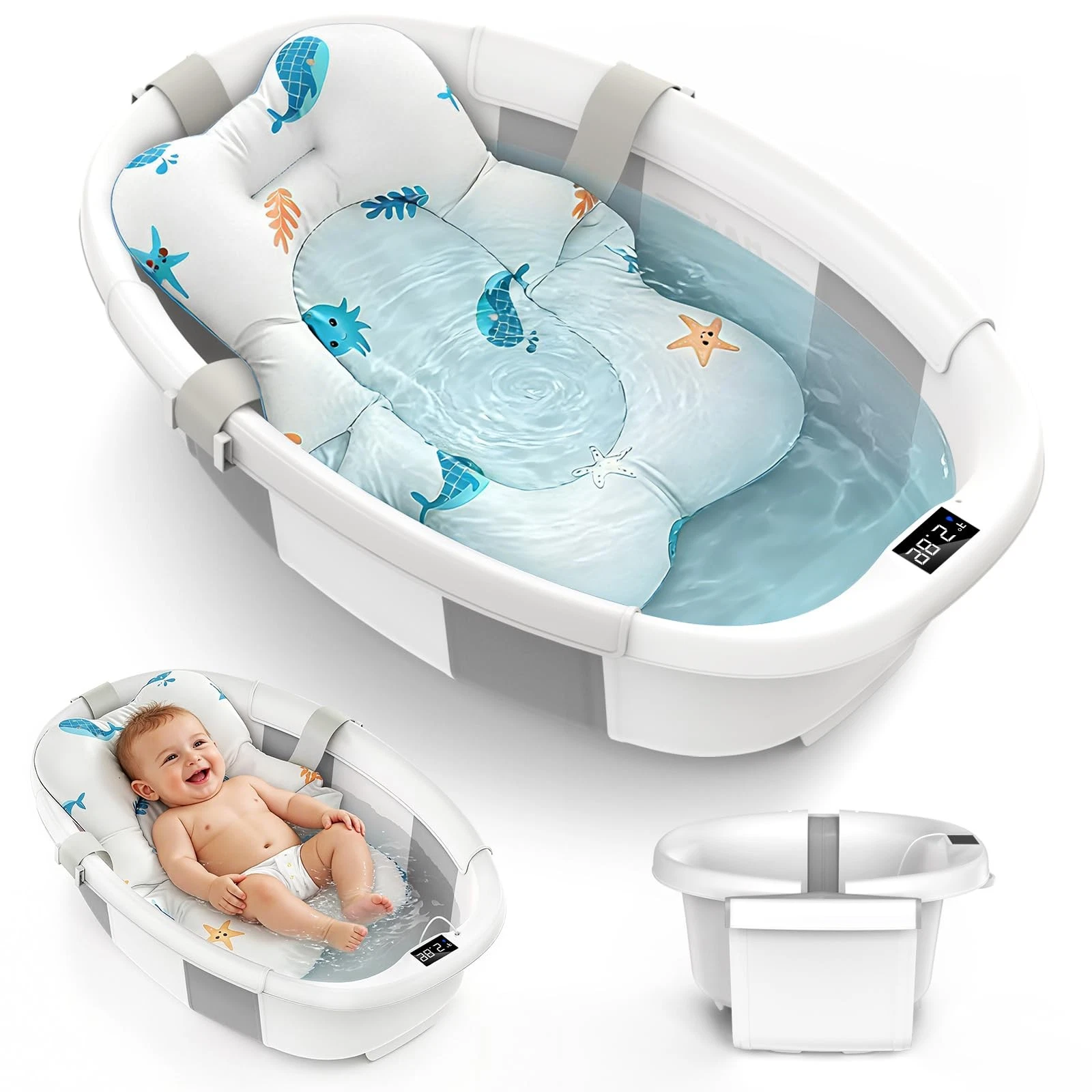 Collapsible Baby Bathtub for Newborn to Toddlers 0-36 Months, Large Grey
Opens in a new window or ta