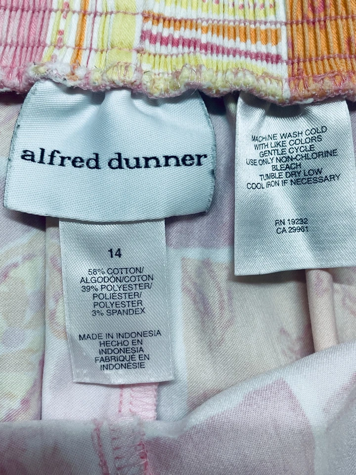 Pantalones Alfred Dunner Mujer Talla 14 Capri Elastizados Naranja Rosa Paisley De Colección Foto 4 de 4
