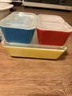 Vintage Pyrex Primary Colors 8 Piece 501, 502, 503 Refrigerator Dishes & Lids