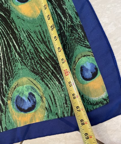Peacock Feather Print Scarf- Feels Like Silk-shawl Wrap 35.5x68.5 Midwest Gift - Picture 5 of 6