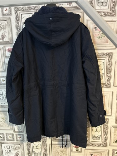 Brandit Men's Bw Parka Flag Jacket Hooded Cuddly Winter Lining Navy Blue UK XL - Foto 14 di 14