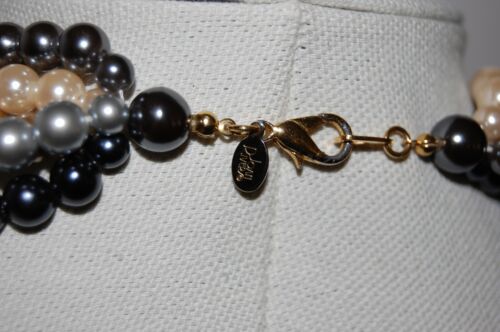 ELEGANT JOAN RIVERS COUTURE MULTICOLORED FAUX PEARLS STATEMENT CHOKER NECKLACE - Picture 6 of 12