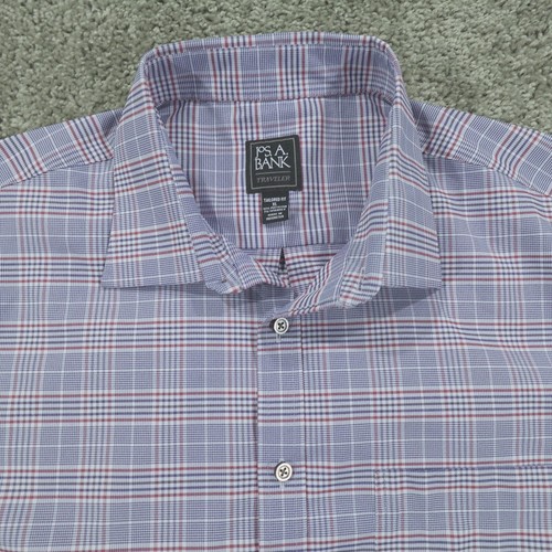 Jos A Bank Dress Shirt Men's Extra Large Tailored Fit Performance Glen Check - Picture 3 of 9