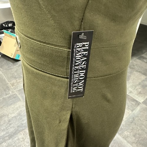 New York & Company Dress Women’s XS Petite Fit Flare Cotton Minimal Army Green - Picture 7 of 11