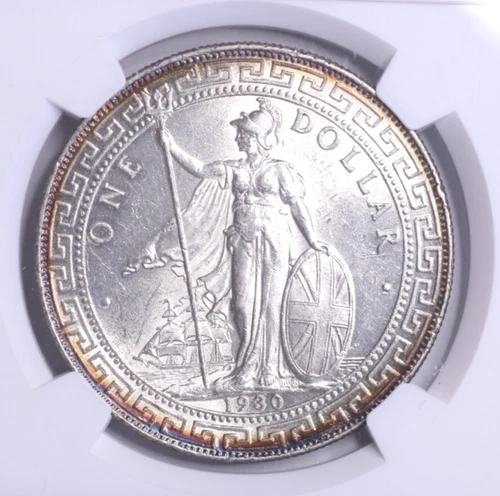 Great Britain: George V Trade Dollar 1930-B, NGC MS-62, Bombay. Superb Toning