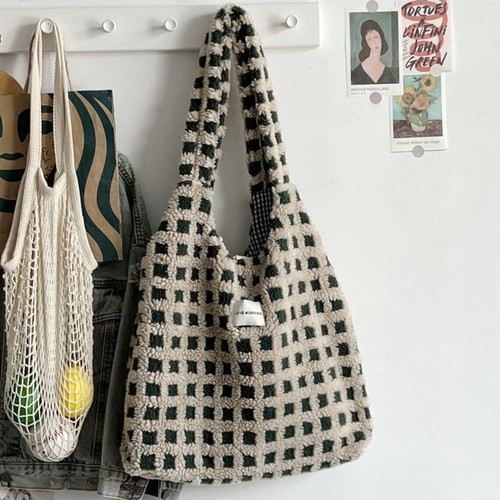 Women Girls Cute Plush Shoulder Bag Large Tote Handbag Purse Fur Shopping Bag - Picture 19 of 59