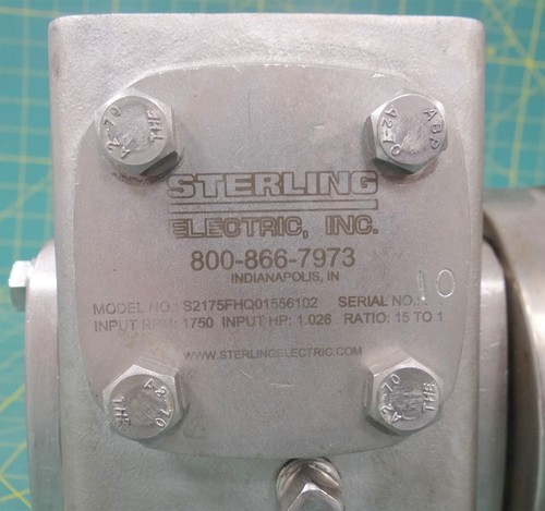 Sterling Electric S2175FHQ01556102 Stainless Steel Gear Speed Reducer 15:1 - Picture 4 of 9