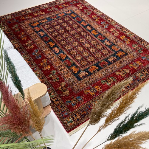 Handmade (4'11" x 6'9") Pazyryk Oriental Afghan Tribal Wool Area Rug - Picture 2 of 13