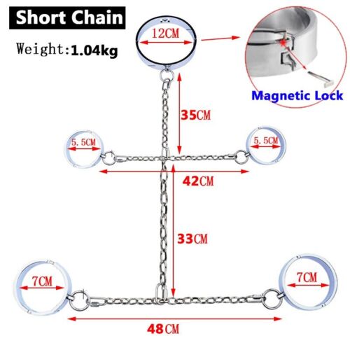 NEW Metal Wrist Handcuffs Ankle Cuffs with Chain Neck Collar Restraints Adult - Picture 16 of 16