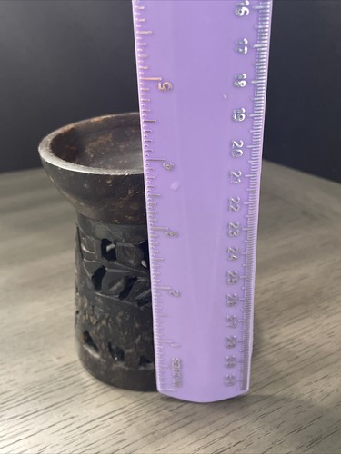 Carved Brown Soapstone ~ Elephant Cut Out ~ Oil Burner India Aromatherapy - Bild 7 von 9