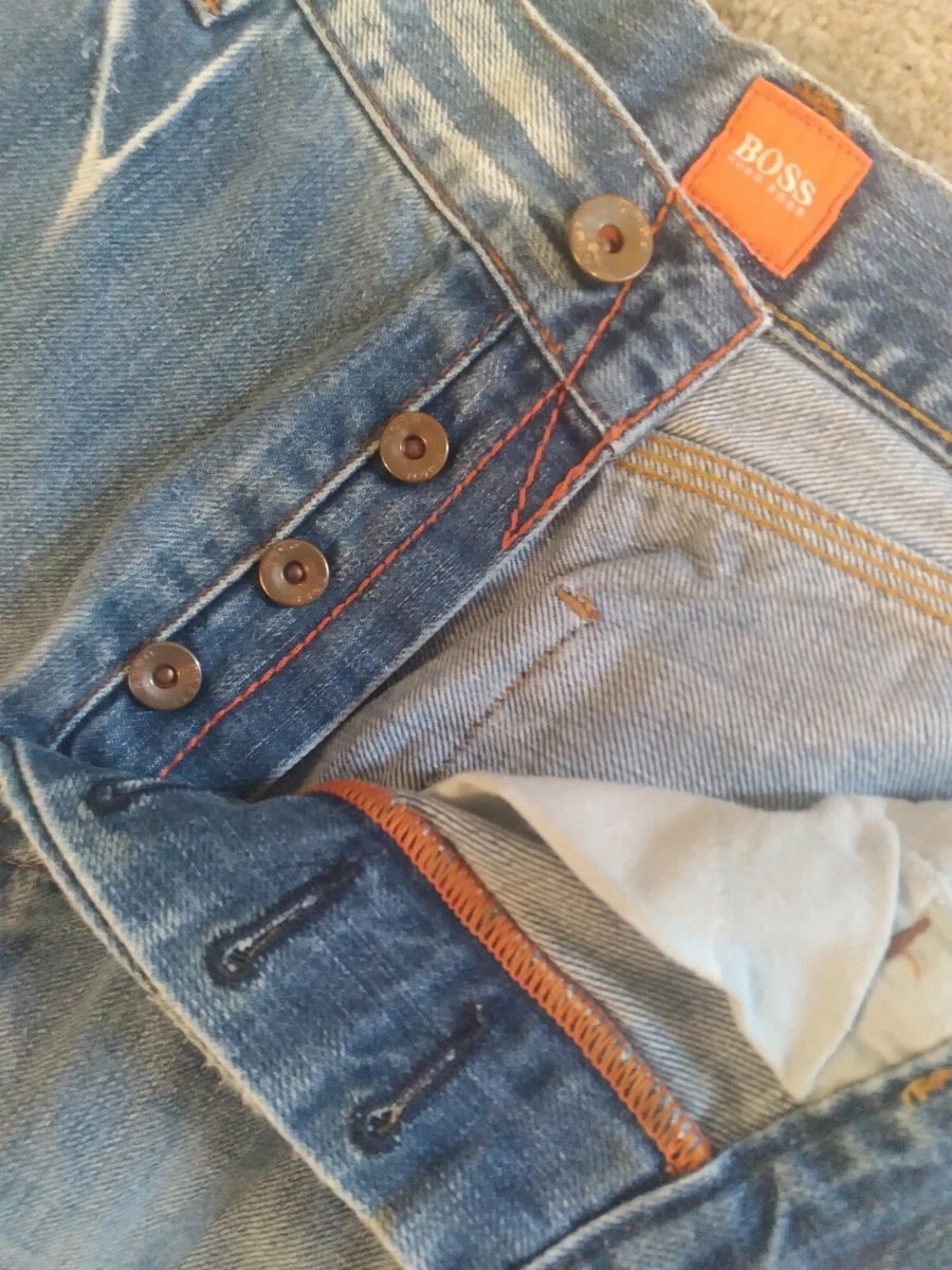 Hugo Boss Orange Label Denim Jeans x 31 Light Wash Straight Leg Button | eBay