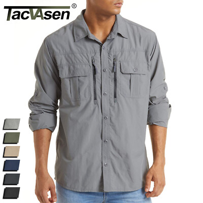 Men's Outdoor Hiking Shirt UPF50+ Sun Protection Long Sleeve Quick Dry Work Tops
