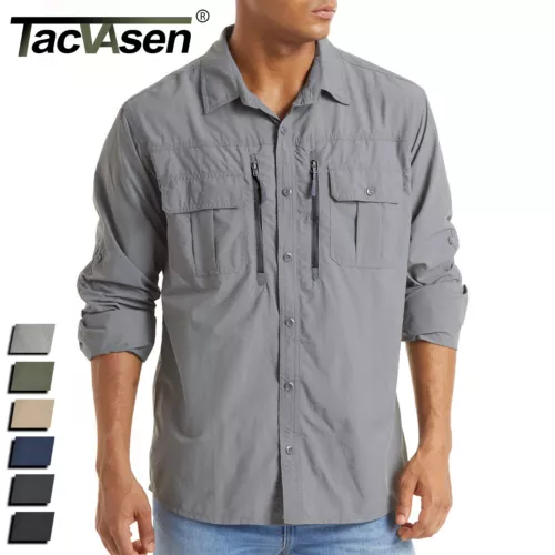 Men's Outdoor Hiking Shirt UPF50+ Sun Protection Long Sleeve Quick Dry Work Tops