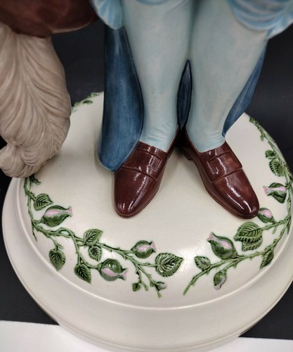 Figura de niño azul molde holandés vintage años 70 pintada a mano base de lámpara - Imagen 8 de 12