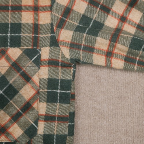 Vintage Sears Flannel Men's Small Plaid 50/50 Blend 60's Perma Prest Green Beige - Picture 8 of 18