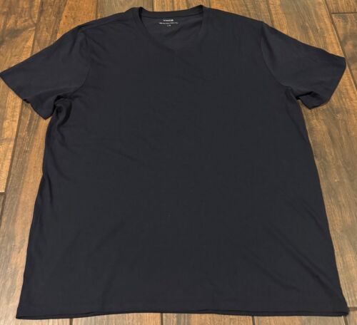 Vince Herren marineblau 100 % Pima Baumwolle V-Ausschnitt Kurzarm T-Shirt Größe L neu ohne Etikett