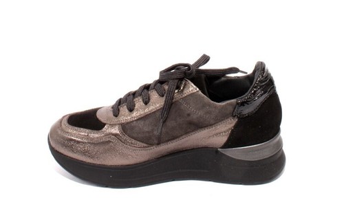 Vernissage 22742 Bronze Leather Lace-Up Zip Platform Sneaker Shoes 38 / US 8 - Picture 6 of 8