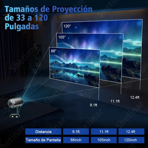 Professional LED Projector Android 4k Bluetooth Wifi Portable Home Movie Cinema - Picture 5 of 14