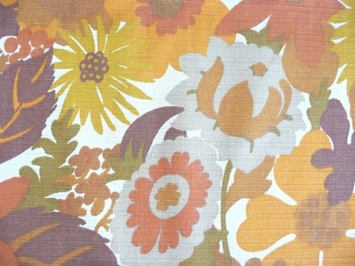 tissu ancien vintage en coton à décors de fleurs et de feuillages - Picture 5 of 6