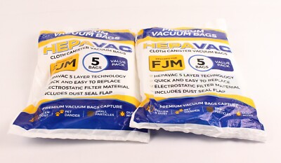 Lot of 2-5 Pack Premium HepaVac Cloth Canister Vacuum Bags Designed for FJM New