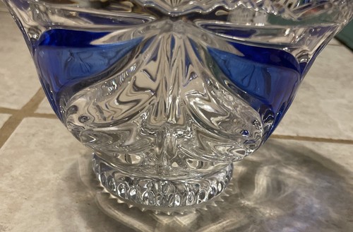 Vintage Anna Hutte Bleikristall 24% Lead Crystal Blue Ribbon Candy Dish - Picture 2 of 11