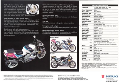 パーツカタログRGV 250F(RGV 250Г) Suzuki RGV250 GB Sales Brochure RGV 250 Gamma RGV250N | eBay