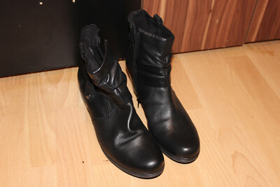 Stiefelletten, Stiefel, Leder Damen Ankle Boots von Garbor, Größe 6 1/2, Schwarz