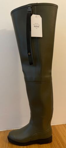 STIVALI DI GOMMA WADERS AIGLE KAKI TAGLIA 44 MODELLO TRUITE - Imagen 10 de 24