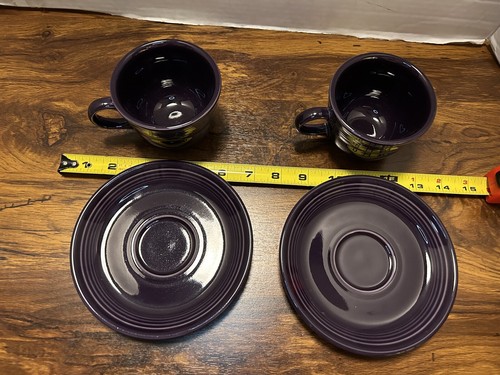 Fiesta Homer Laughlin Cup And Saucer Set Lot Of 2 (4pcs Total), Mulberry - Picture 4 of 7