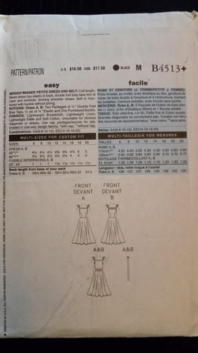 Butterick 4513 Misses'/Petite "Retro 57" Flared Dress & Belt Pattern Size 6-12 - Picture 2 of 2