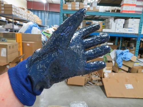 11 prs Showa Best 7000-09 M Nitri-Pro Palm-Coated Nitrile Gloves Cotton Liner - Picture 3 of 4