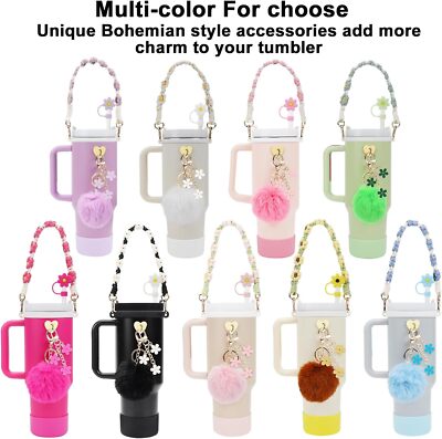 JINGSEN Stanley Cup Accessories Bling Bling Set – Includes Straw Cover, Silicone Cover, Handle Strap & Charms - View #9