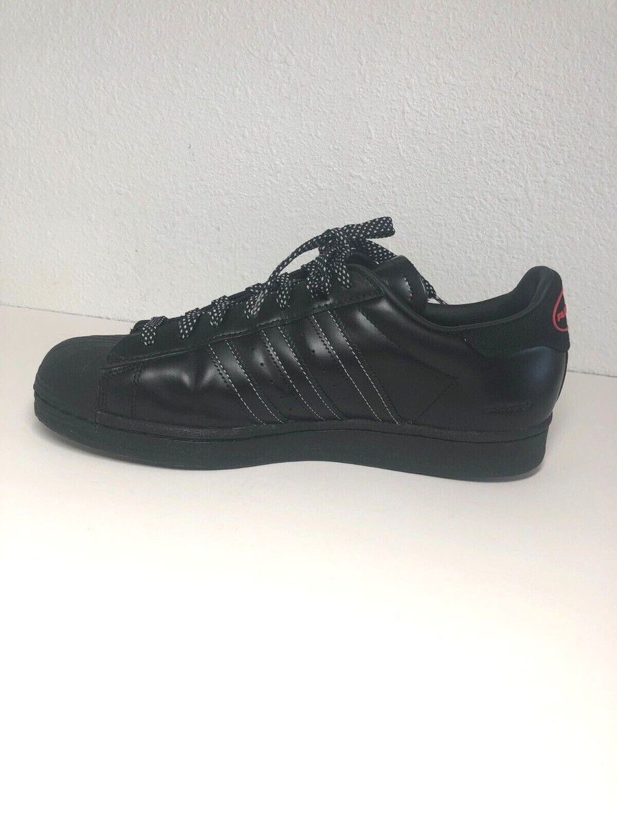 NEW Adidas Superstar Pleasures mens size 10 GY5691 Black White Red | eBay