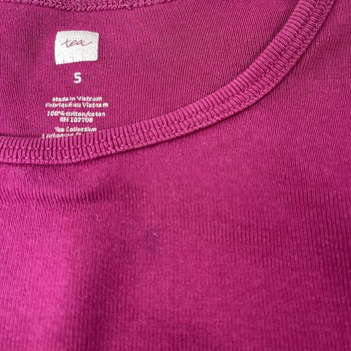 Tea Girls 5 Dress Magenta With Floral Skirt Long Sleeve Cotton Used Read Descr. - Picture 5 of 7
